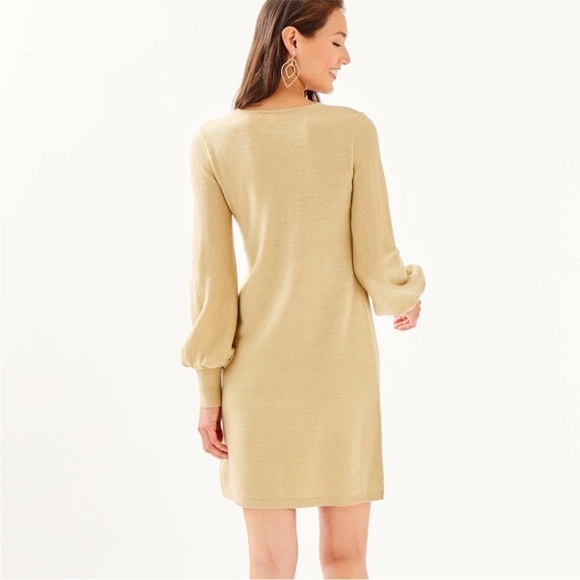 LILLY PULITZER Sariya Wool Blend Metallic Shimmer Sweater Dress Size XS - Picture 2 of 10